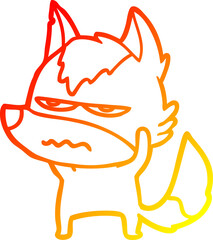 warm gradient line drawing cartoon annoyed wolf