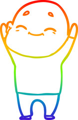 rainbow gradient line drawing happy cartoon bald man