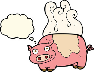 cartoon pig with thought bubble