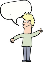 cartoon man with idea with speech bubble