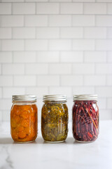 jars of pickled vegetables