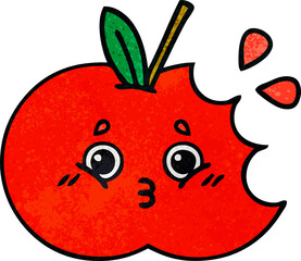 retro grunge texture cartoon red apple
