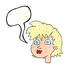 speech bubble textured cartoon female face