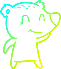 cold gradient line drawing smiling bear cartoon