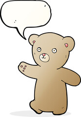 cartoon teddy bear with speech bubble