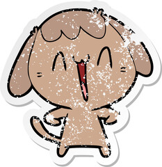 distressed sticker of a cute cartoon dog