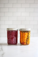 jar of pickled carrots and onions