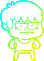 Obraz premium cold gradient line drawing annoyed cartoon boy