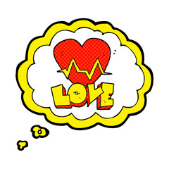 thought bubble cartoon heart rate pulse love symbol