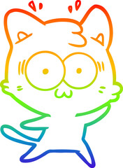 rainbow gradient line drawing cartoon surprised cat