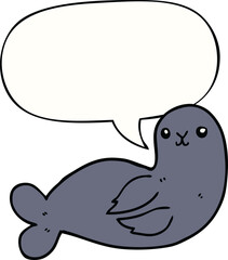 cartoon seal and speech bubble