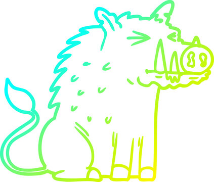 recommend clip art: cold gradient line drawing cartoon warthog