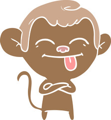 funny flat color style cartoon monkey