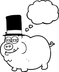 thought bubble cartoon rich pig