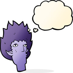 cartoon vampire face with thought bubble