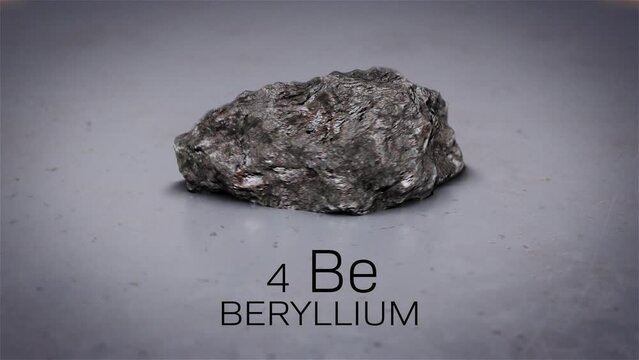 3d animation of the chemical element beryllium.periodic table number 4