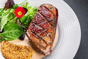 duck breast roasted second course fresh poultry meat meal food snack on the table copy space food background rustic top view