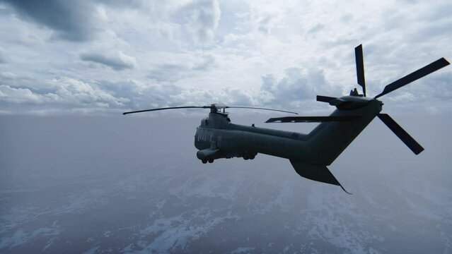 Military Helicopter Fly 3D Video Animation