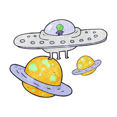 textured cartoon flying saucer in space
