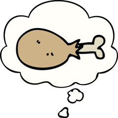 cartoon cooked chicken leg and thought bubble