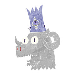 retro cartoon ram head with magical crown