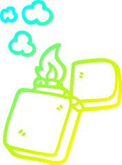 cold gradient line drawing cartoon gold lighter