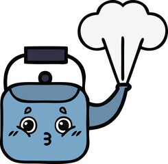 cute cartoon steaming kettle