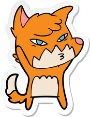 sticker of a clever cartoon fox