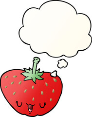 cartoon strawberry and thought bubble in smooth gradient style