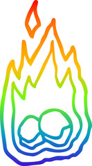 rainbow gradient line drawing cartoon spooky burning halloween coals