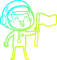 cold gradient line drawing happy cartoon astronaut