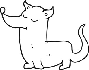 black and white cartoon little dog