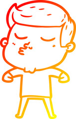 warm gradient line drawing cartoon model guy pouting