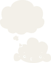 cute cartoon cloud and thought bubble in retro style