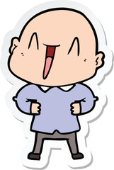 Fototapeta na wymiar sticker of a happy cartoon bald man
