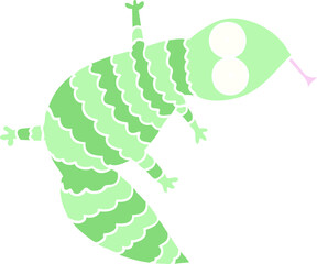 flat color style cartoon lizard