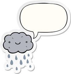 cute cartoon cloud and speech bubble sticker