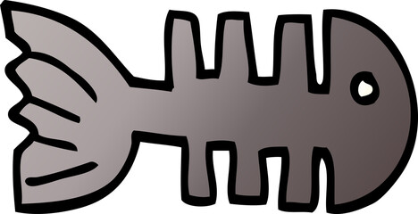 cartoon doodle fish bones