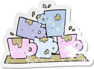 retro distressed sticker of a cartoon coffee cups