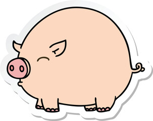sticker of a quirky hand drawn cartoon pig