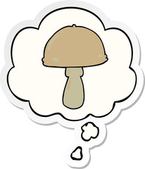 cartoon mushroom and thought bubble as a printed sticker