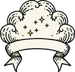 tattoo with banner of a cloud