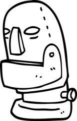 line drawing cartoon robot head