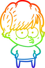 rainbow gradient line drawing cartoon woman