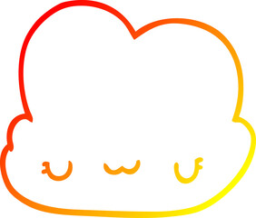 Fototapeta na wymiar warm gradient line drawing cute cartoon cloud