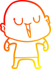 warm gradient line drawing happy cartoon bald man