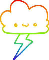 rainbow gradient line drawing cartoon storm cloud