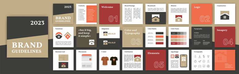Brand Guidelines template. Corporate Guide line identity presentation. Logo Guideline template. Logo Guide Book. Logotype presentation