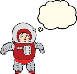 cartoon space man with thought bubble