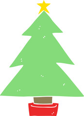 flat color style cartoon christmas tree
